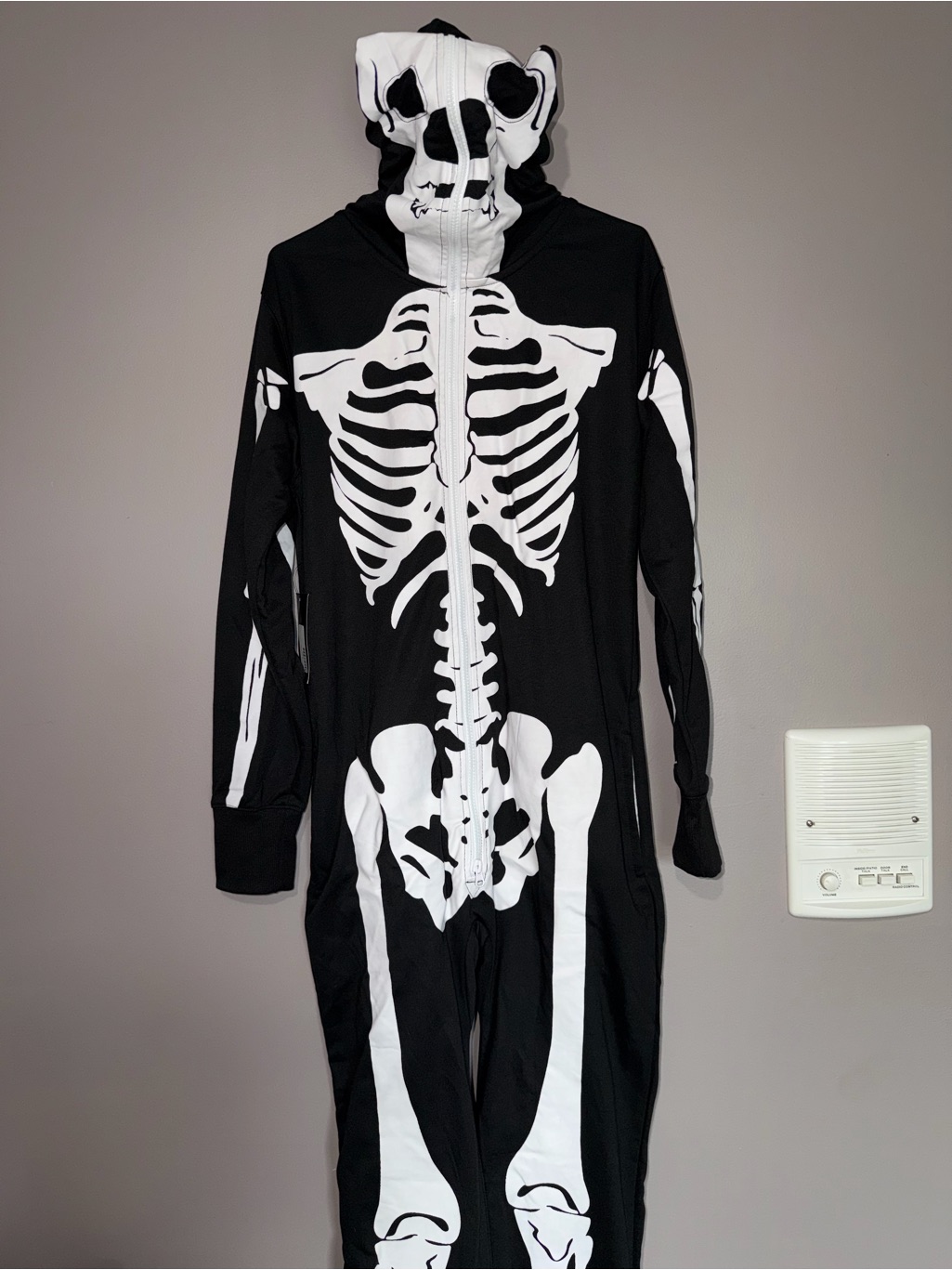 Tipsy Elves Black & White Unisex Skeleton Onesie Costume With Hood